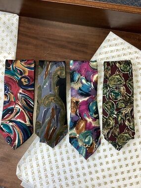 TIES Men's Multicolor Abstract Silk - 4 Ties one price